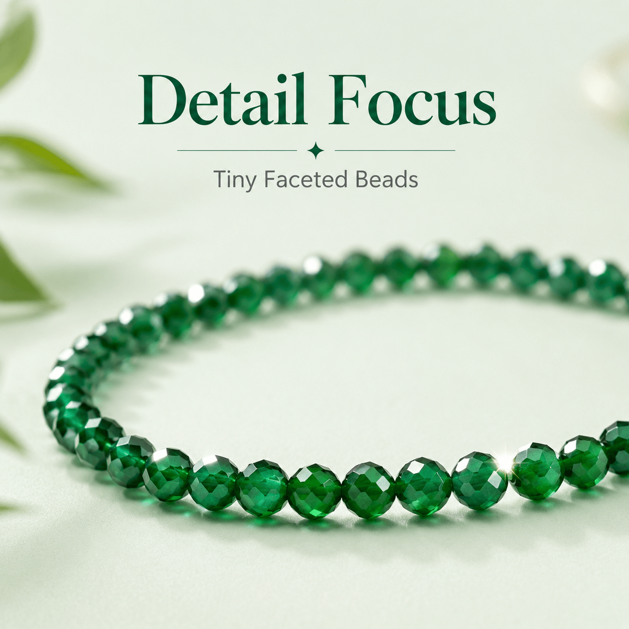 2pc Green Crystal Beaded Bracelets Set, Everyday Fashion